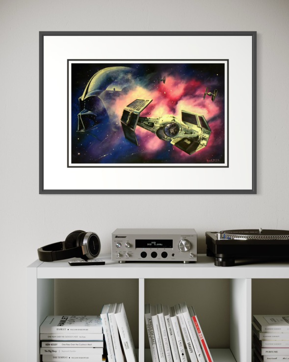 Imaginations fine arts.  Darth Vader. Printed on Archival Matt Marrutt paper and using high definition inks.  Double mounted and shrink wrapped ready for framing. Print taken from Painting  oil on canvas  by the artist David Hutton