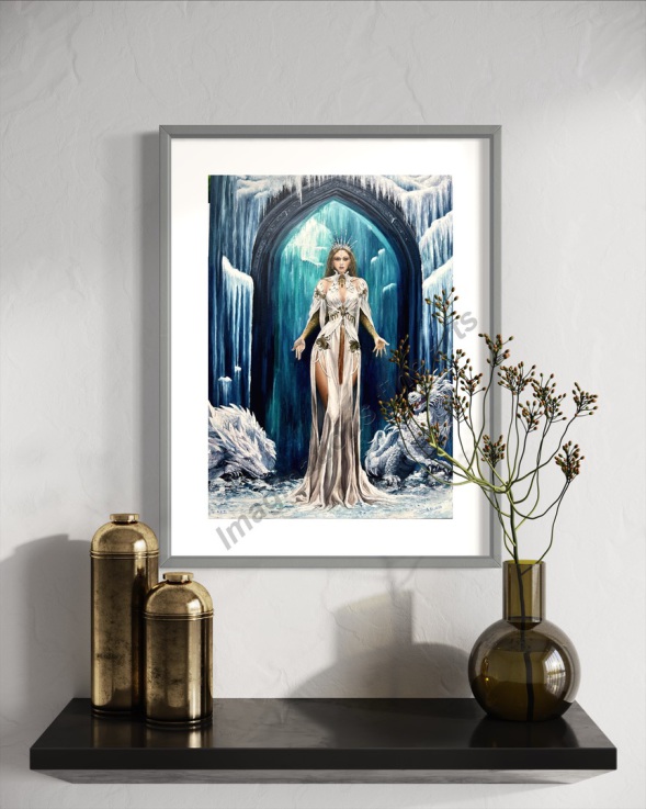 The Ice Queen. Original oil painting by David Hutton. Also available as mounted prints