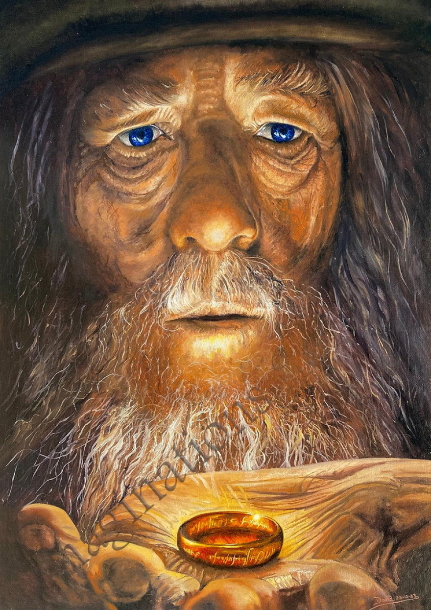 Gandalf. Original oil painting by the artist David Hutton. Size of painting  595mm x 420mm