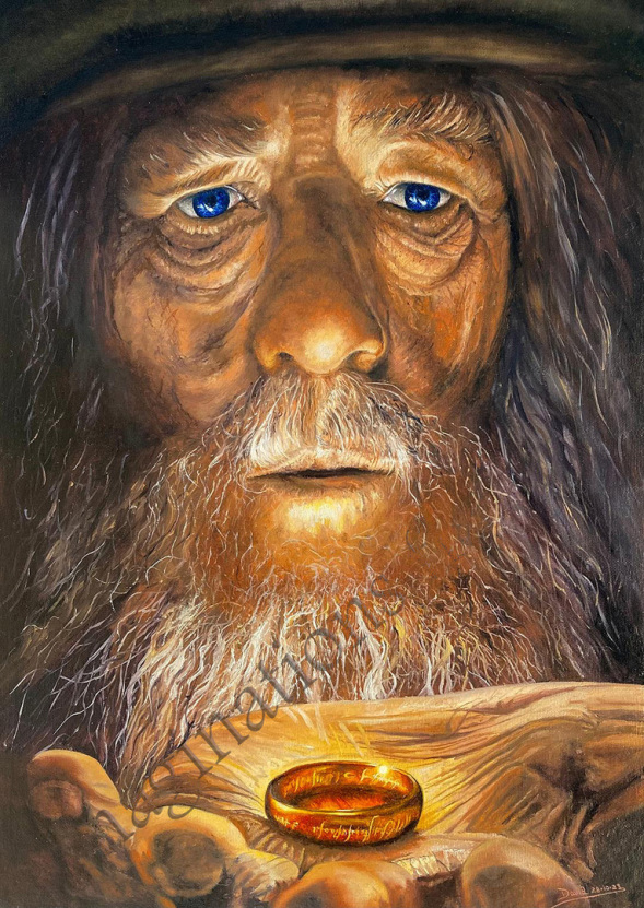 Gandalf. Limited edition Giclée print double mounted taken from an original oil painting by the artist David Hutton
