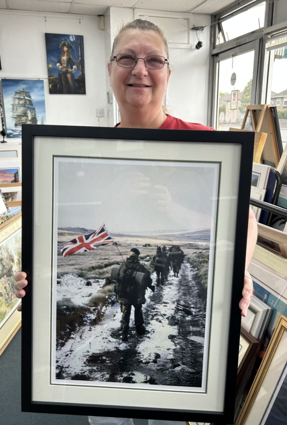 Imaginations fine arts. Print of our military on the Falkland's carrying our British flag