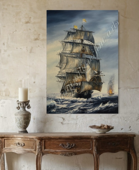 Imaginations fine arts. The Bessie Coffin. Printed on Archival Matt Marrutt paper and using high definition inks.  Double mounted and shrink wrapped ready for framing. Print taken from oil Painting on canvas  by the artist Yad Ekim