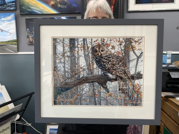 Imaginations fine arts. Cross stitch stretched mounted and frame